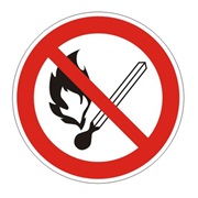 Знак запрещающий "Запрещ. пользов. открытым огнем и курить", круг диаметр 200мм, самокл, 610002/Р 02