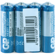 Батарейки GP Power Plus АА солевые, 4 шт./комплект.R06/15G