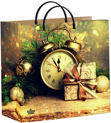 Сумочка пластиковая мягкая 30х30+10см, НГ (Без пяти двенадцать)