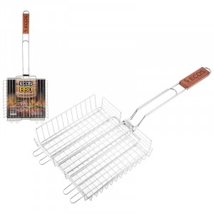 Решетка д/гриля глубокая 22*22*5см хром.сталь/дерево