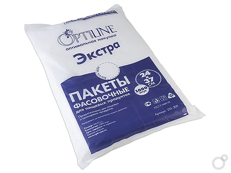 Пакет фасовочный 24х37см 8мкм ПНД 1000шт в евроупаковке Optiline