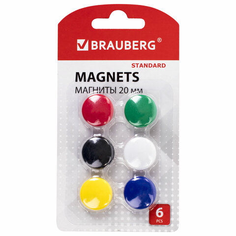 Магниты BRAUBERG "STANDARD" 2см 6шт