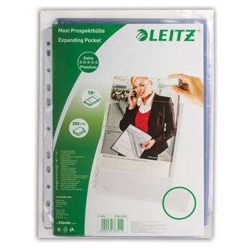 Папки-файлы перфорированные А4 LEITZ, комплект 10 шт."Premium", расширяющиеся, 0,17 мм, 47561003
